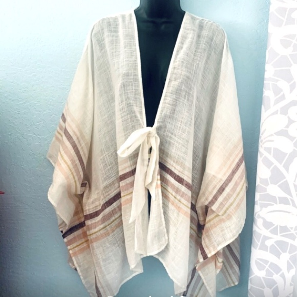 “Universal Thread” tie front kimono top w/matching racer-back rib tank set - 1sz